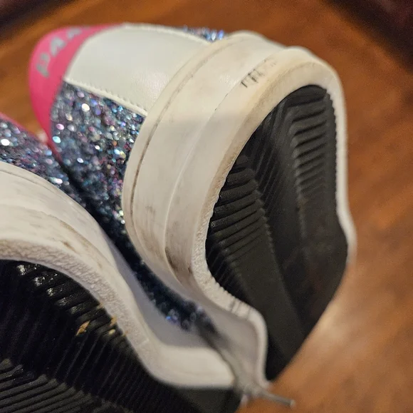 P448 Size 38 (US 8) Sparkly Silver and Pink Johnny Sneakers in LBL Glitter - Picture 14 of 14